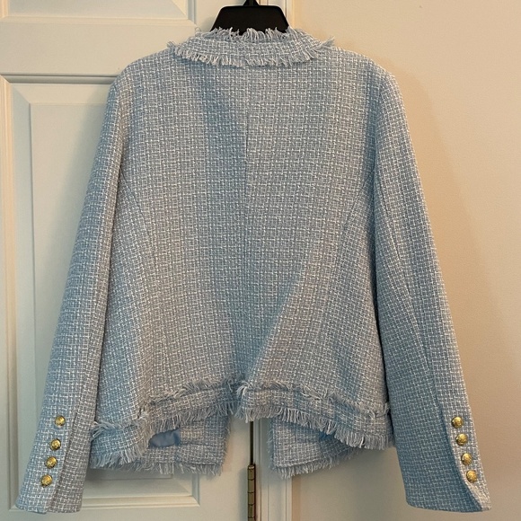 Saks Fifth Avenue light blue tweed Blazer (M) - Picture 2 of 8